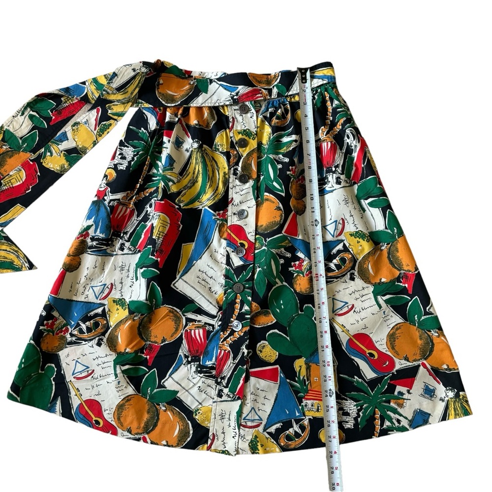 J. CREW POSTCARD SPAIN PRINTED NOVELTY MIDI SKIRT SZ 0 - Picture 4 of 8